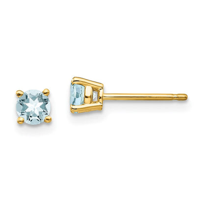 14K Gelbgold Aquamarin-Ohrstecker