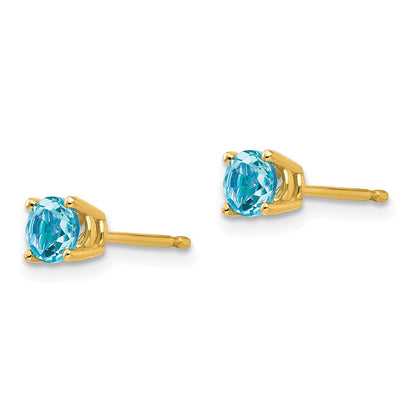 14K Gelbgold Ohrringe mit 4 mm Blautopas