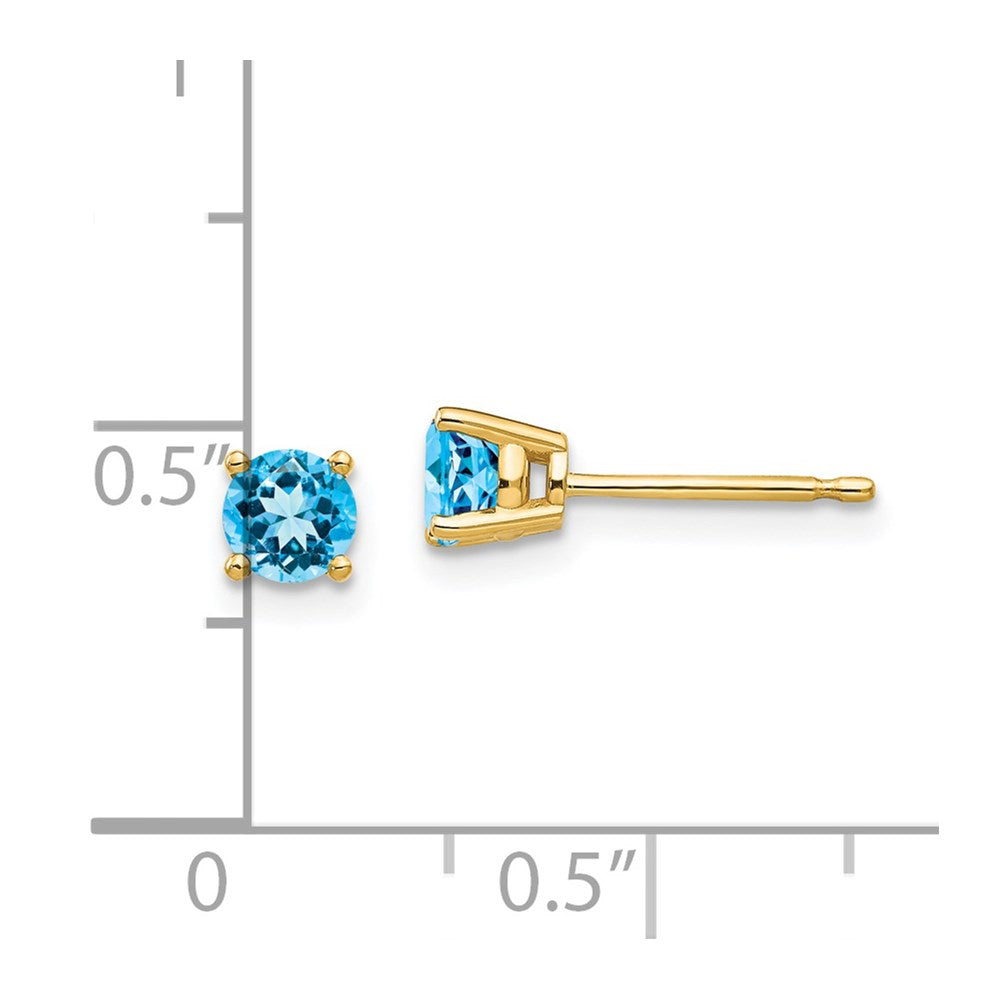 14K Gelbgold Ohrringe mit 4 mm Blautopas