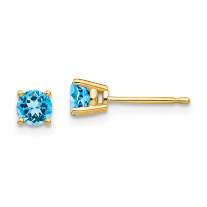 14K Gelbgold Ohrringe mit 4 mm Blautopas