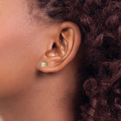 14K Gelbgold Ohrstecker mit Zirkonia, 4 mm