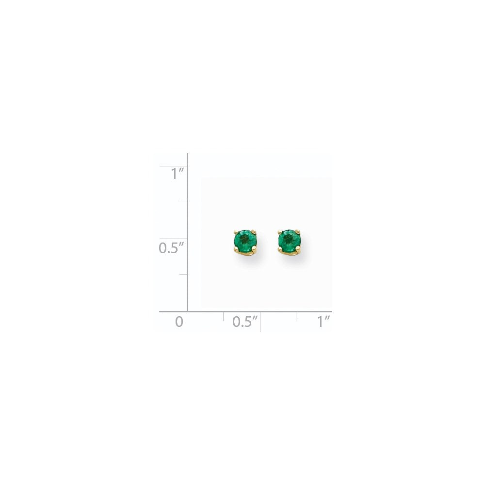 14K Gelbgold Ohrringe mit Smaragd, 4 mm