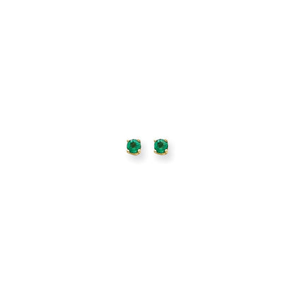 14K Gelbgold Ohrringe mit Smaragd, 4 mm