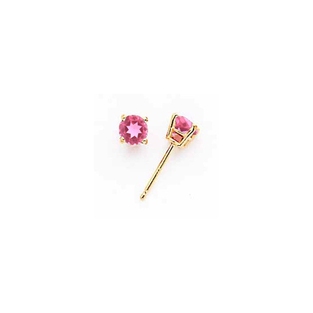 14K Gelbgold Ohrringe mit 4 mm Rosa Turmalin