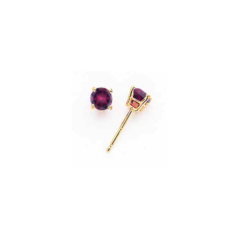 14K Gelbgold 4mm Rhodolith Granat Ohrring