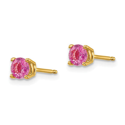 14K Gelbgold Ohrringe mit rosa Saphir