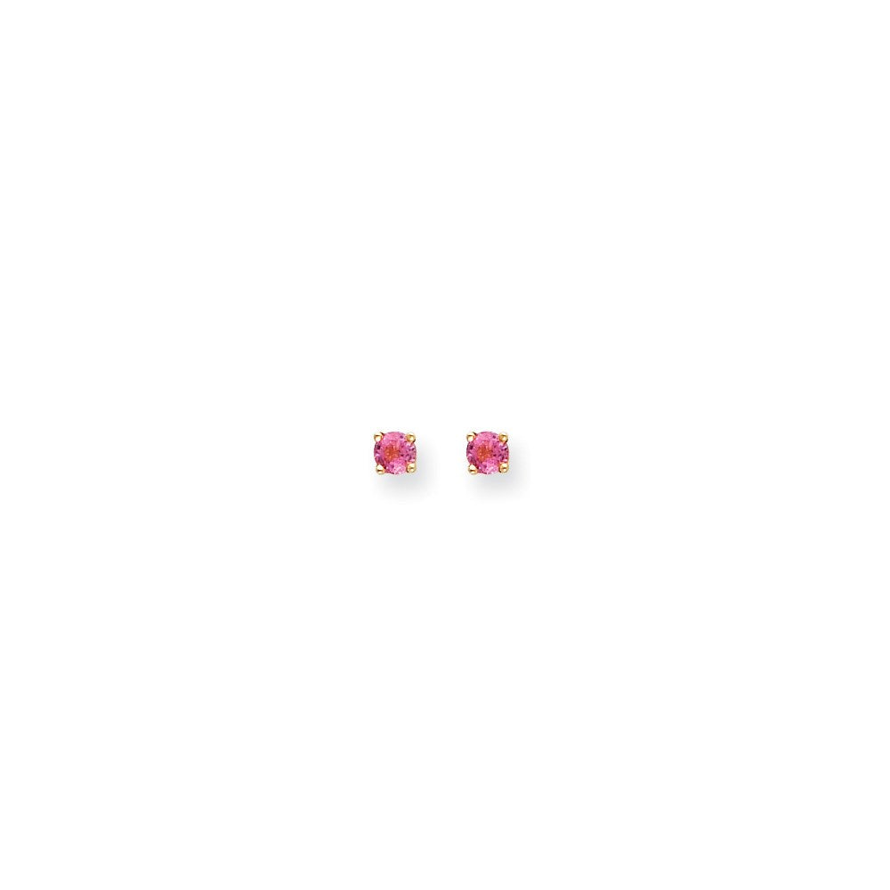 14K Gelbgold Ohrringe mit rosa Saphir, 4 mm