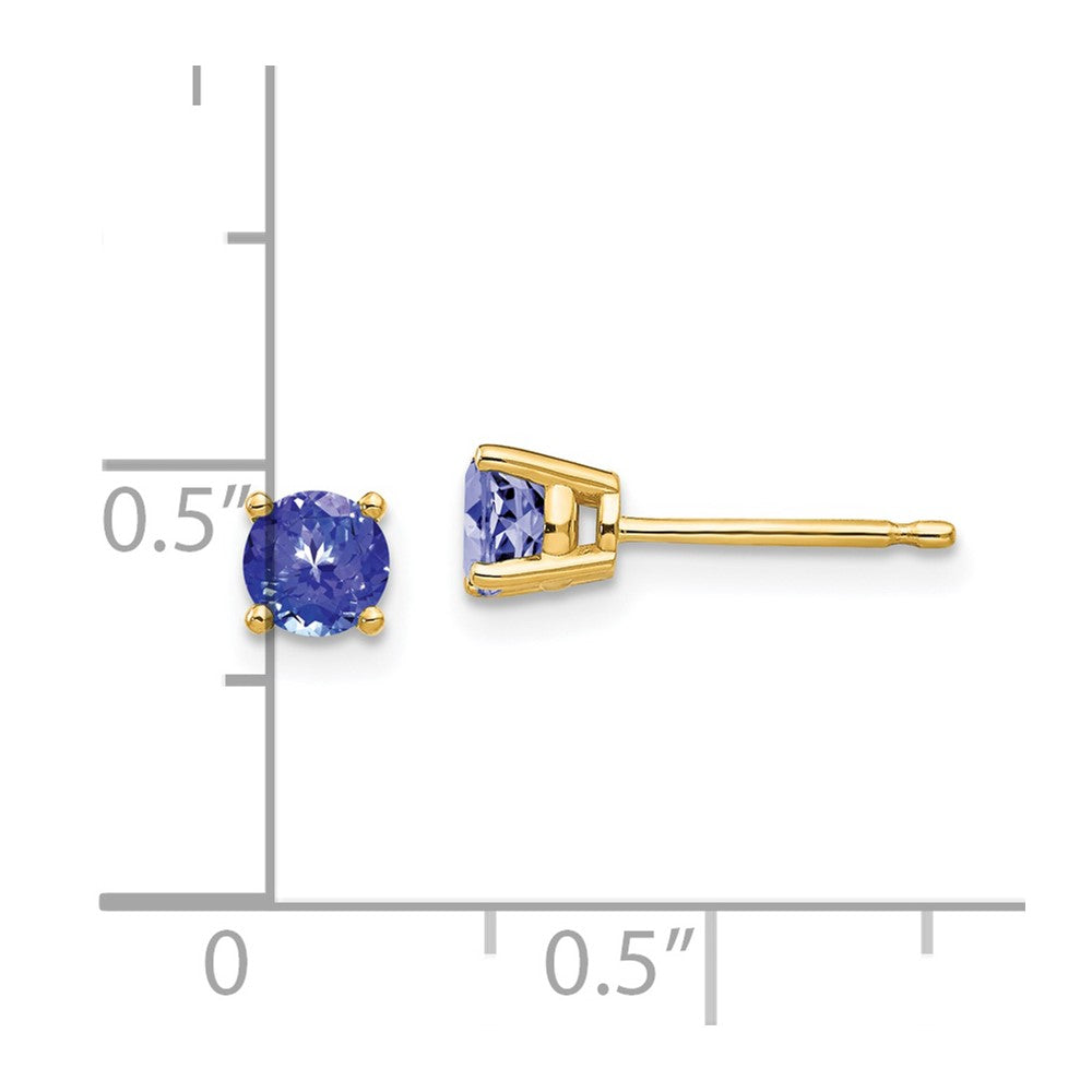 14K Gelbgold Tansanit-Ohrstecker 4 mm