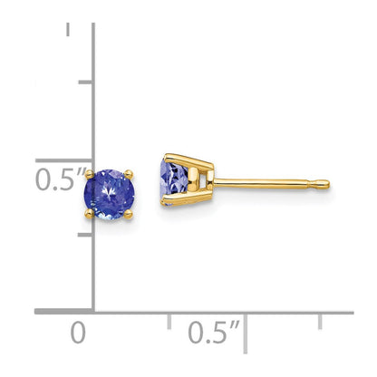 14K Gelbgold Tansanit-Ohrstecker 4 mm