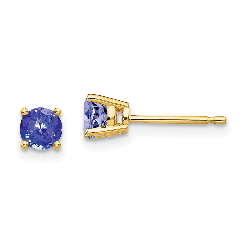 14K Gelbgold Tansanit-Ohrstecker 4 mm