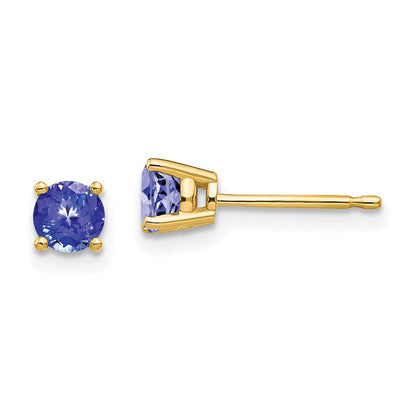14K Gelbgold Tansanit-Ohrstecker 4 mm