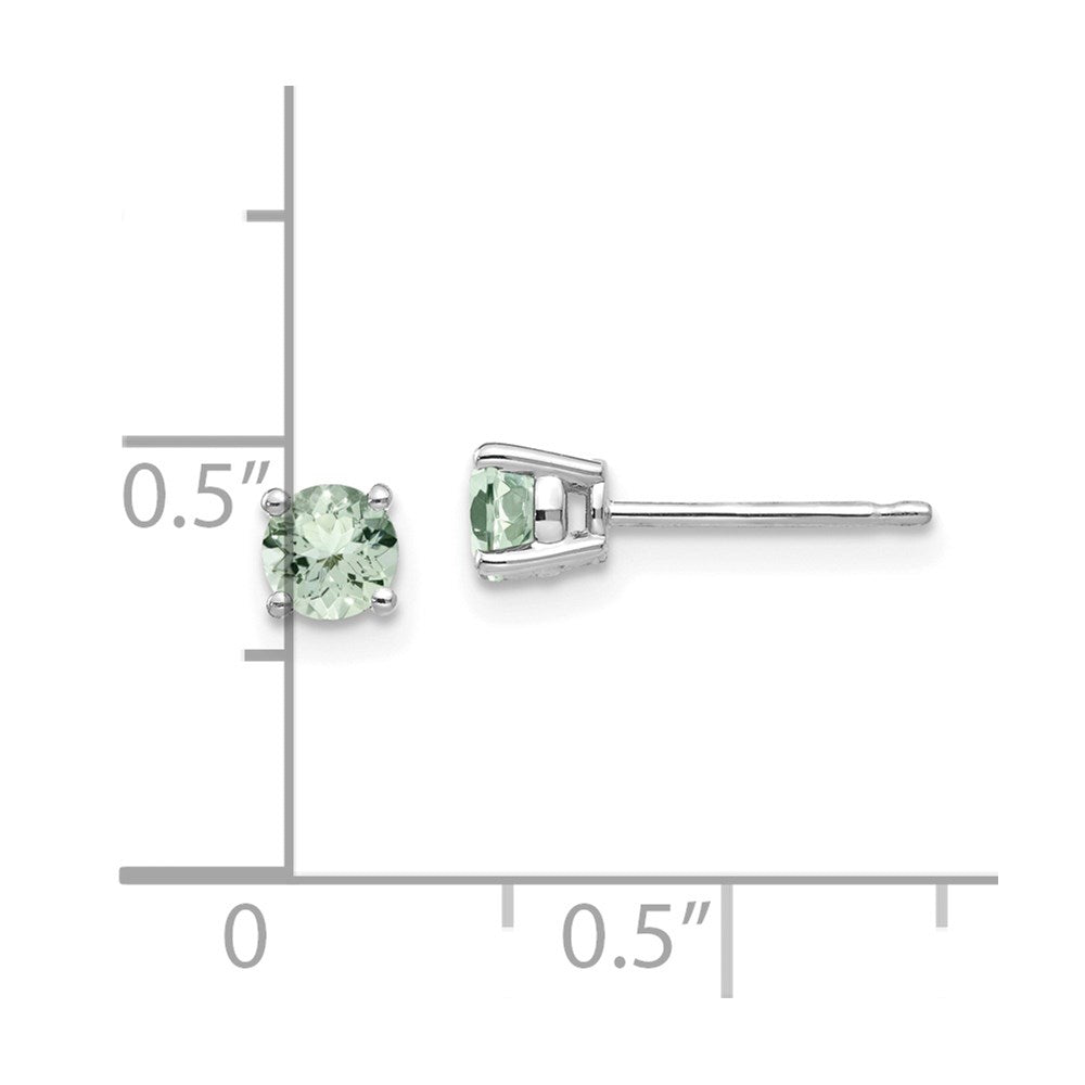4mm Runde Grüner Quarz Ohrstecker aus 14K Weißgold