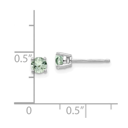 4mm Runde Grüner Quarz Ohrstecker aus 14K Weißgold
