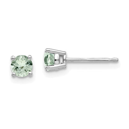 4mm Runde Grüner Quarz Ohrstecker aus 14K Weißgold