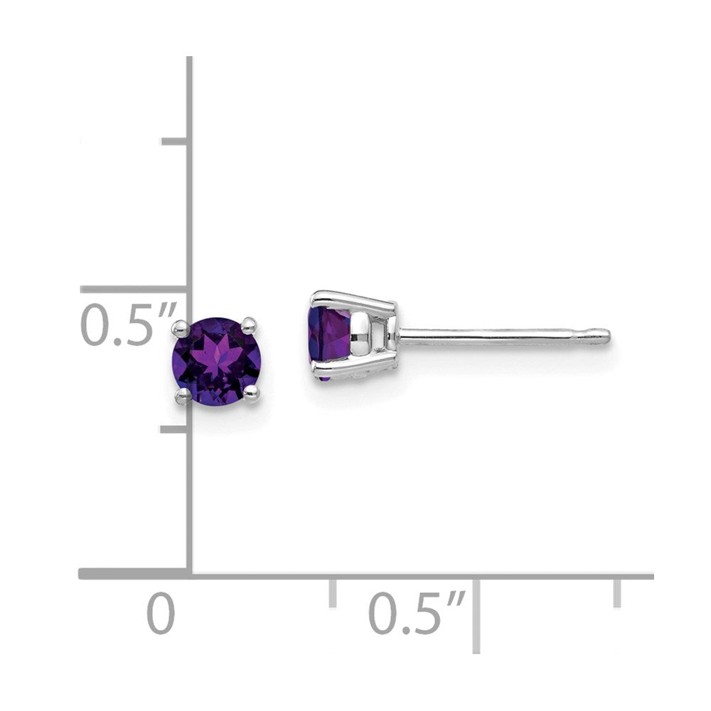 4 mm Amethyst-Ohrringe aus 14K Weißgold