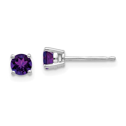 4 mm Amethyst-Ohrringe aus 14K Weißgold