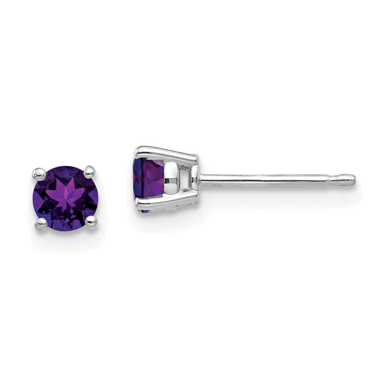 4 mm Amethyst-Ohrringe aus 14K Weißgold