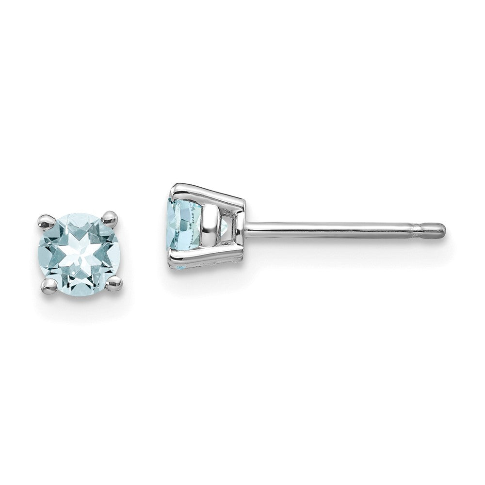 14K Weißgold Aquamarin Ohrstecker