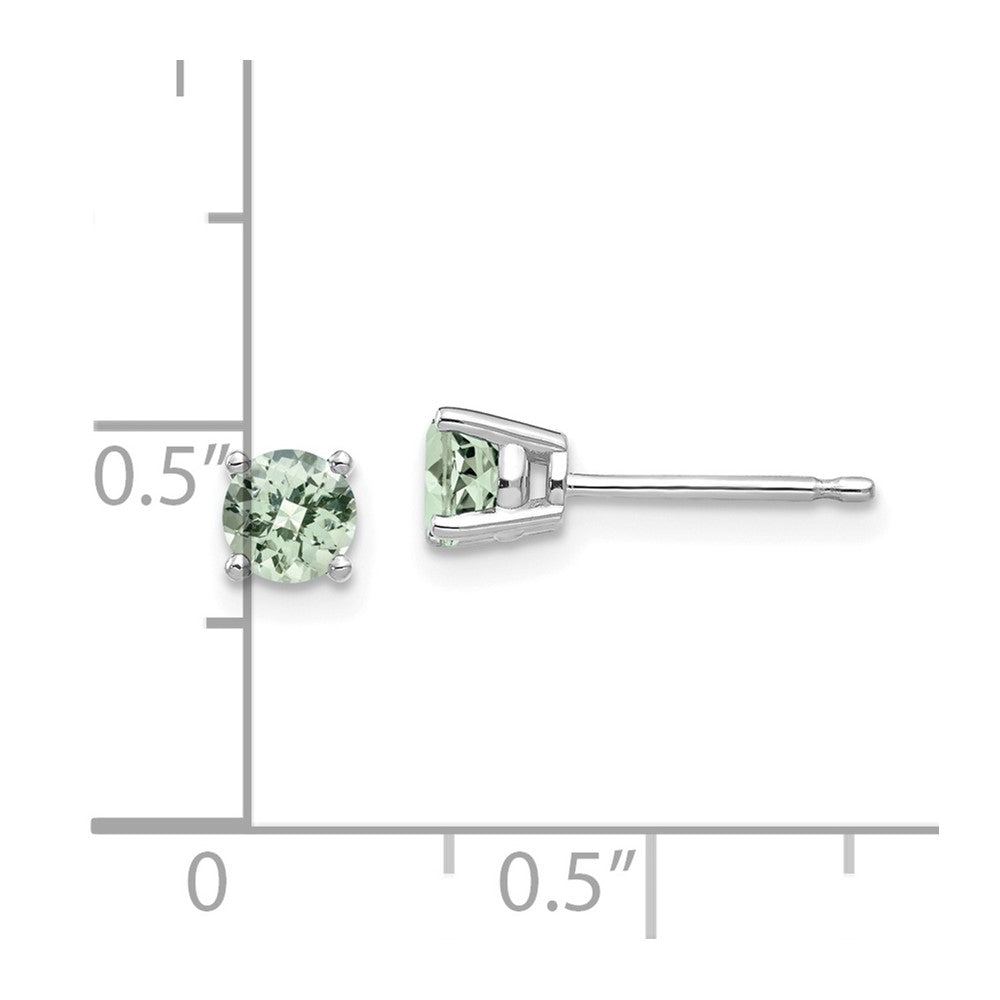 14K Weißgold Ohrringe mit 4-mm-rundem Karo-Schliff-Grünquarz