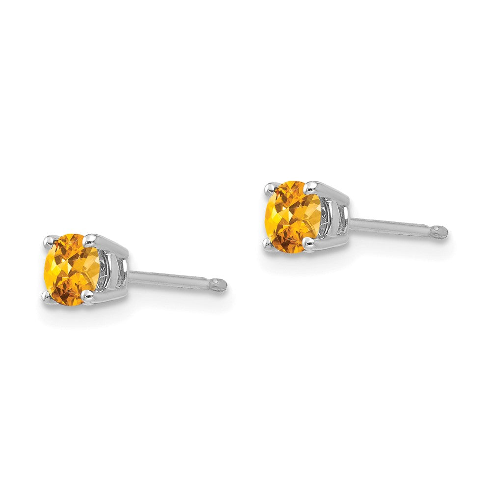 4 mm Citrin-Ohrstecker aus 14K Weißgold