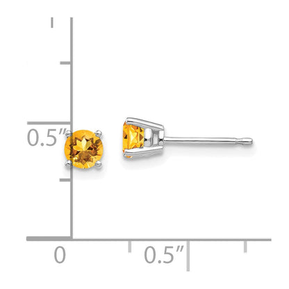 4 mm Citrin-Ohrstecker aus 14K Weißgold