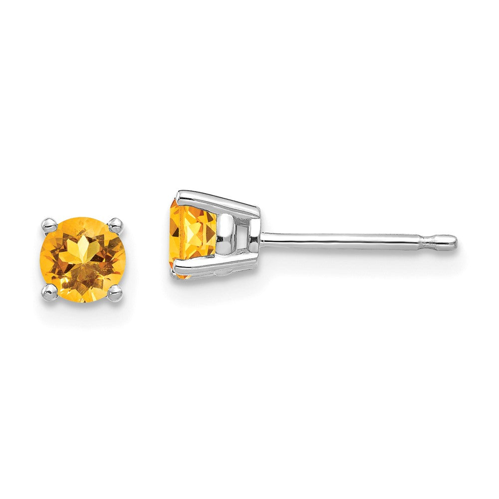 4 mm Citrin-Ohrstecker aus 14K Weißgold