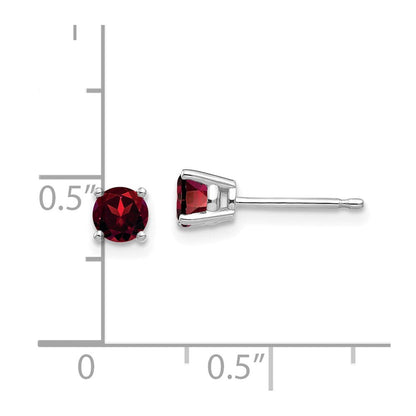 14K Weißgold Ohrstecker mit Granat, 4 mm