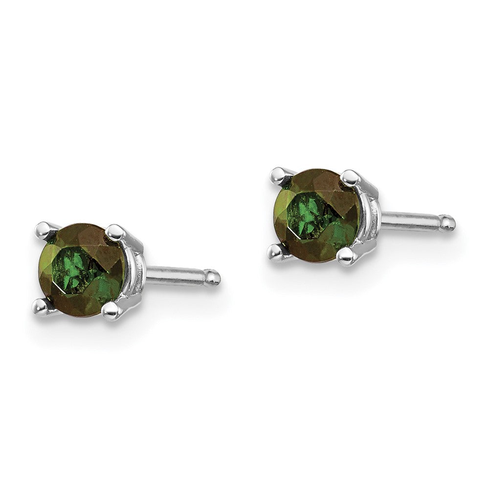 14K Weißgold Grün Turmalin Ohrringe