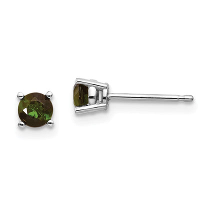 14K Weißgold Grün Turmalin Ohrringe