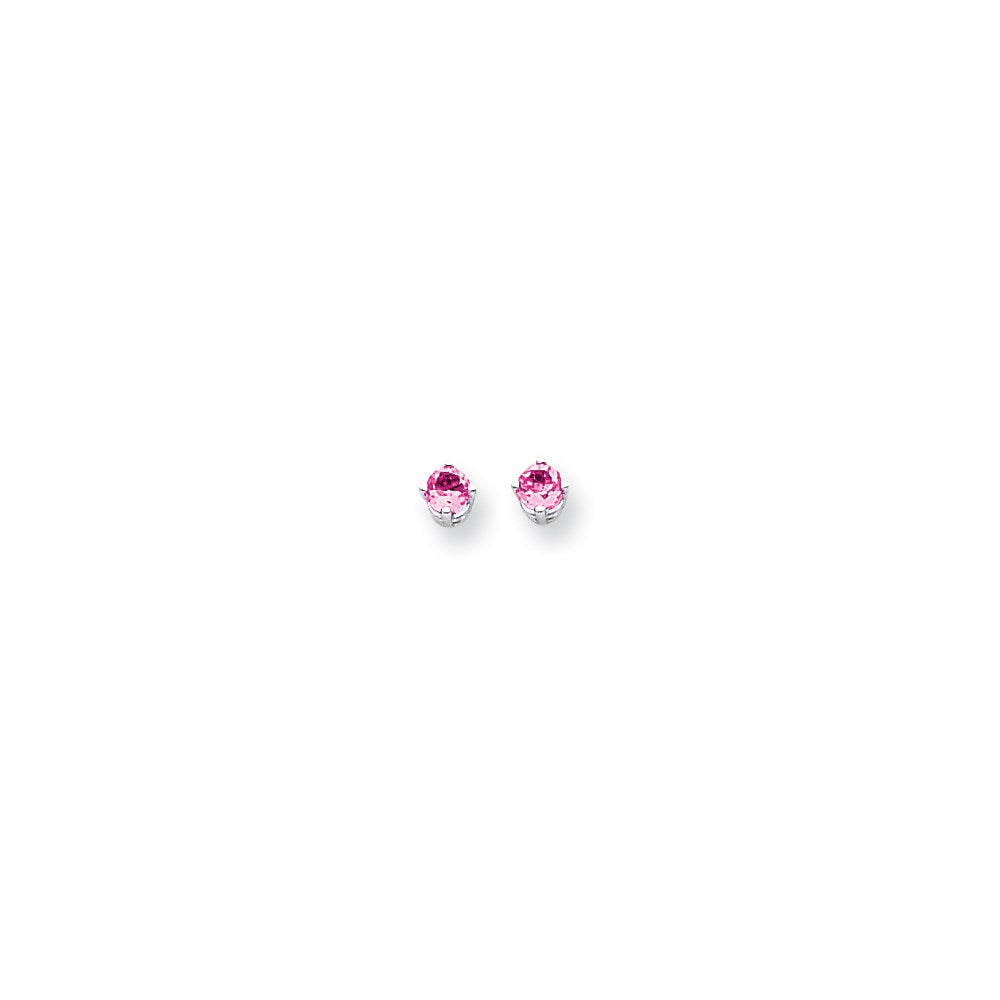 14K Weißgold Ohrringe mit rosa Turmalin, 4 mm