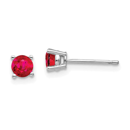 14K Weißgold Rubin-Ohrringe