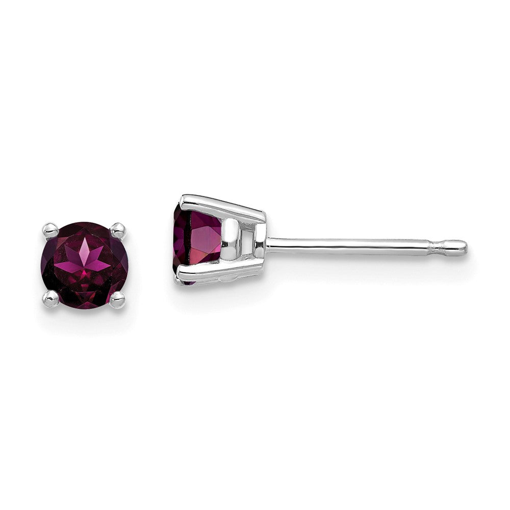 14K Weißgold Ohrringe mit 4 mm Rhodolith-Granat