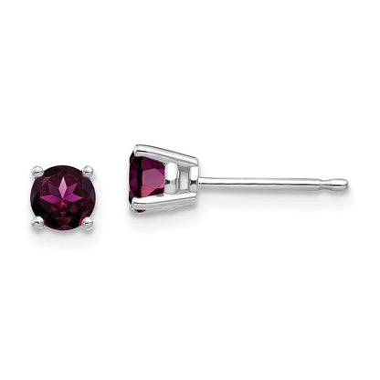 14K Weißgold Ohrringe mit 4 mm Rhodolith-Granat