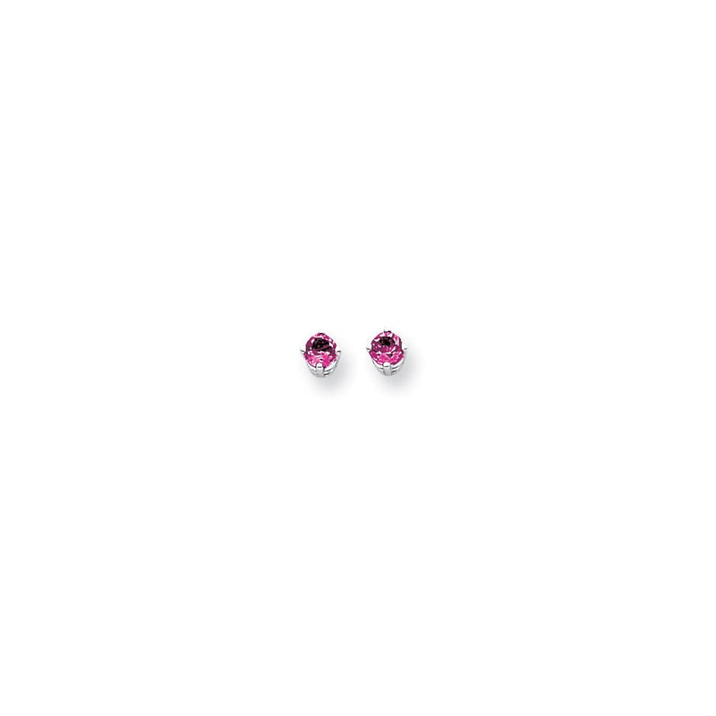 14K Weißgold Ohrstecker mit rosa Saphir, 4 mm