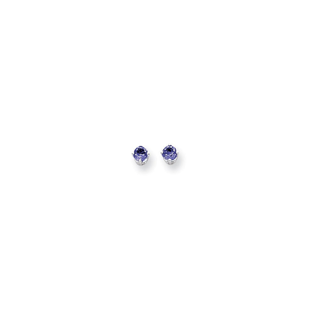 14K Weissgold Ohrringe mit 4-mm-Saphir