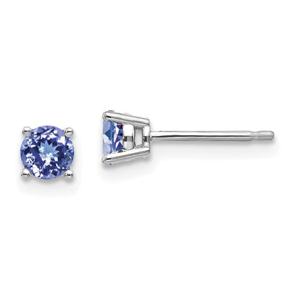 14K Weißgold Tansanit Ohrstecker