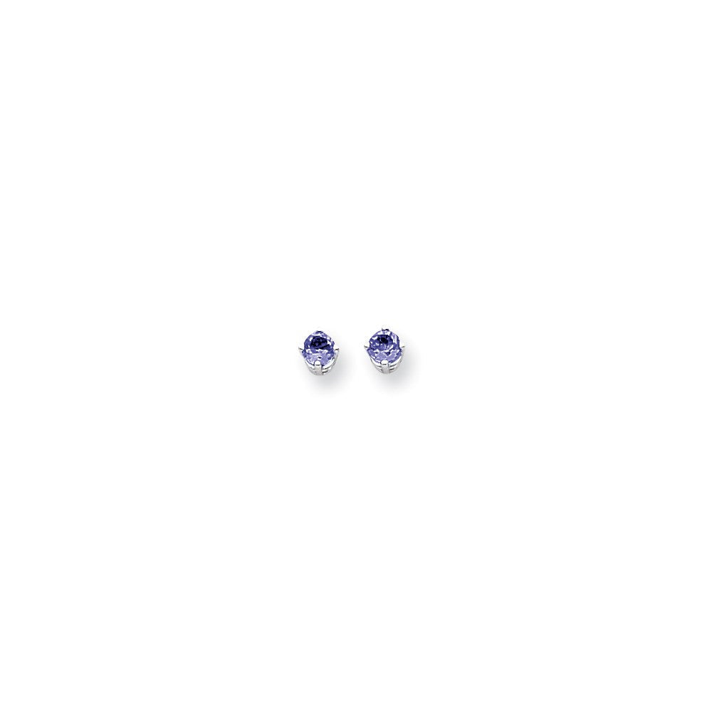 14K Weißgold Ohrringe mit Tansanit, 4 mm