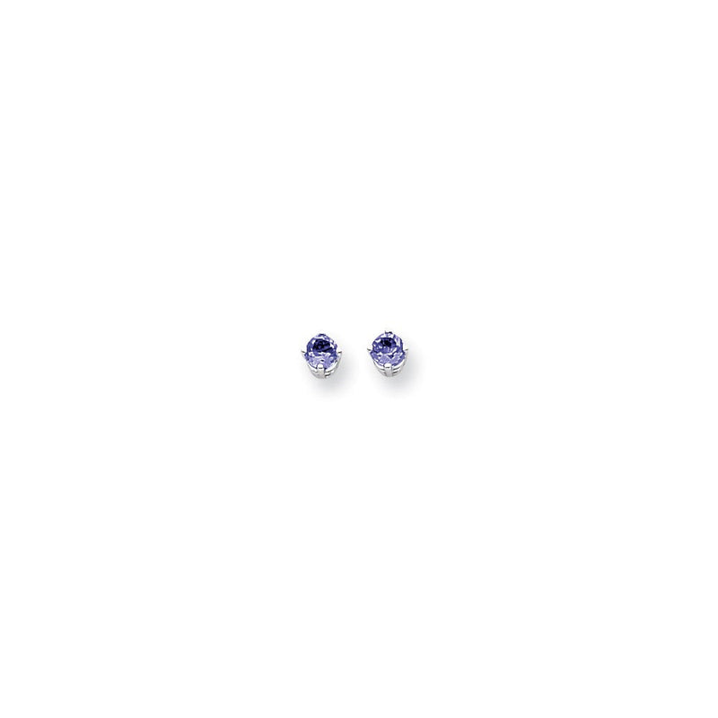 14K Weißgold Ohrringe mit Tansanit, 4 mm
