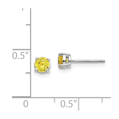14K Weißgold Ohrringe mit gelbem Saphir