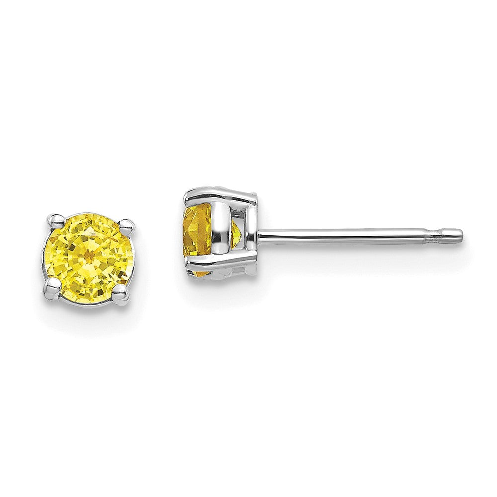 14K Weißgold Ohrringe mit gelbem Saphir