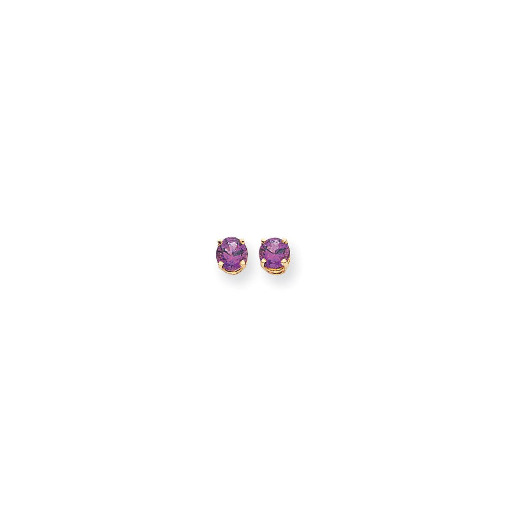 14K Gelbgold Ohrringe mit 5-mm-Amethyst im Checkerboard-Schliff
