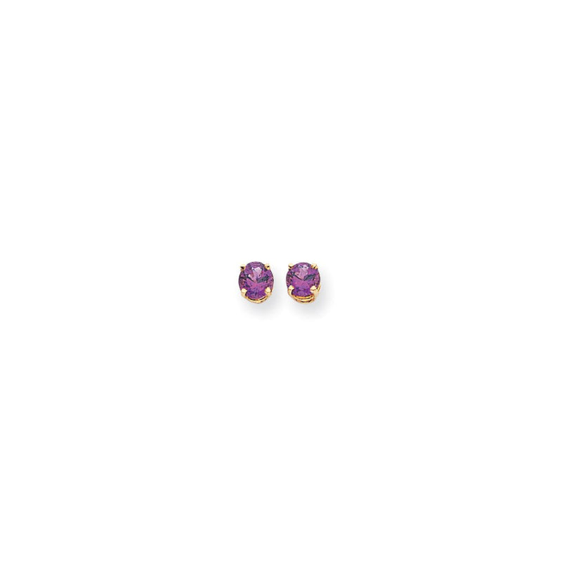 14K Gelbgold Ohrringe mit 5-mm-Amethyst im Checkerboard-Schliff