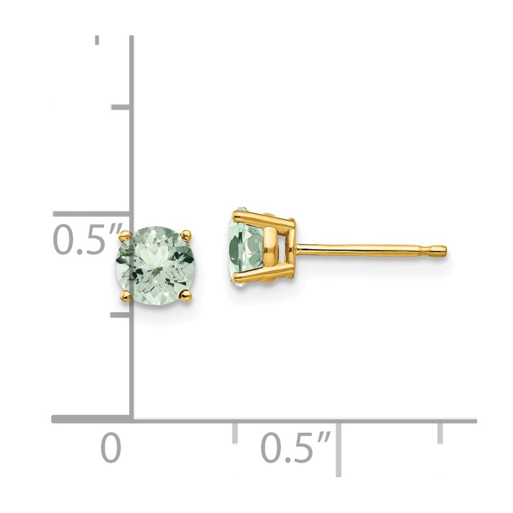 14K Gelbgold Ohrstecker mit rundem grünem Quarz, 5 mm