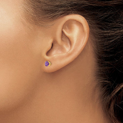 14K Gelbgold Ohrstecker mit 5-mm-Amethyst