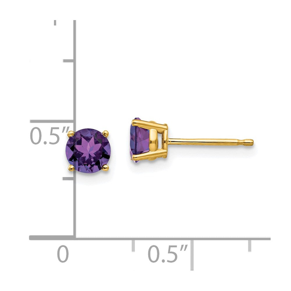 14K Gelbgold Ohrstecker mit 5-mm-Amethyst