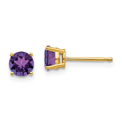14K Gelbgold Ohrstecker mit 5-mm-Amethyst
