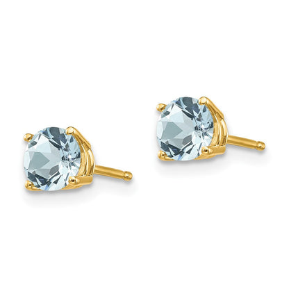 14K Gelbgold Aquamarin-Ohrstecker