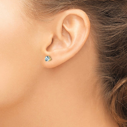 14K Gelbgold Aquamarin-Ohrstecker