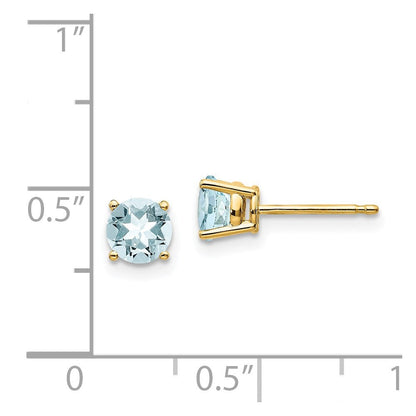14K Gelbgold Aquamarin-Ohrstecker