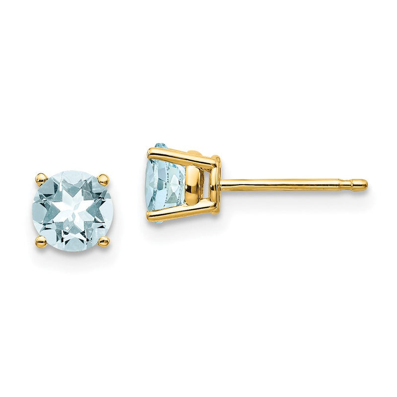 14K Gelbgold Aquamarin-Ohrstecker
